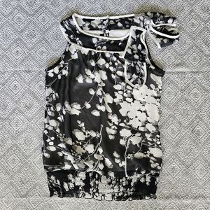 BCX Black and White Blouse Elegant Top